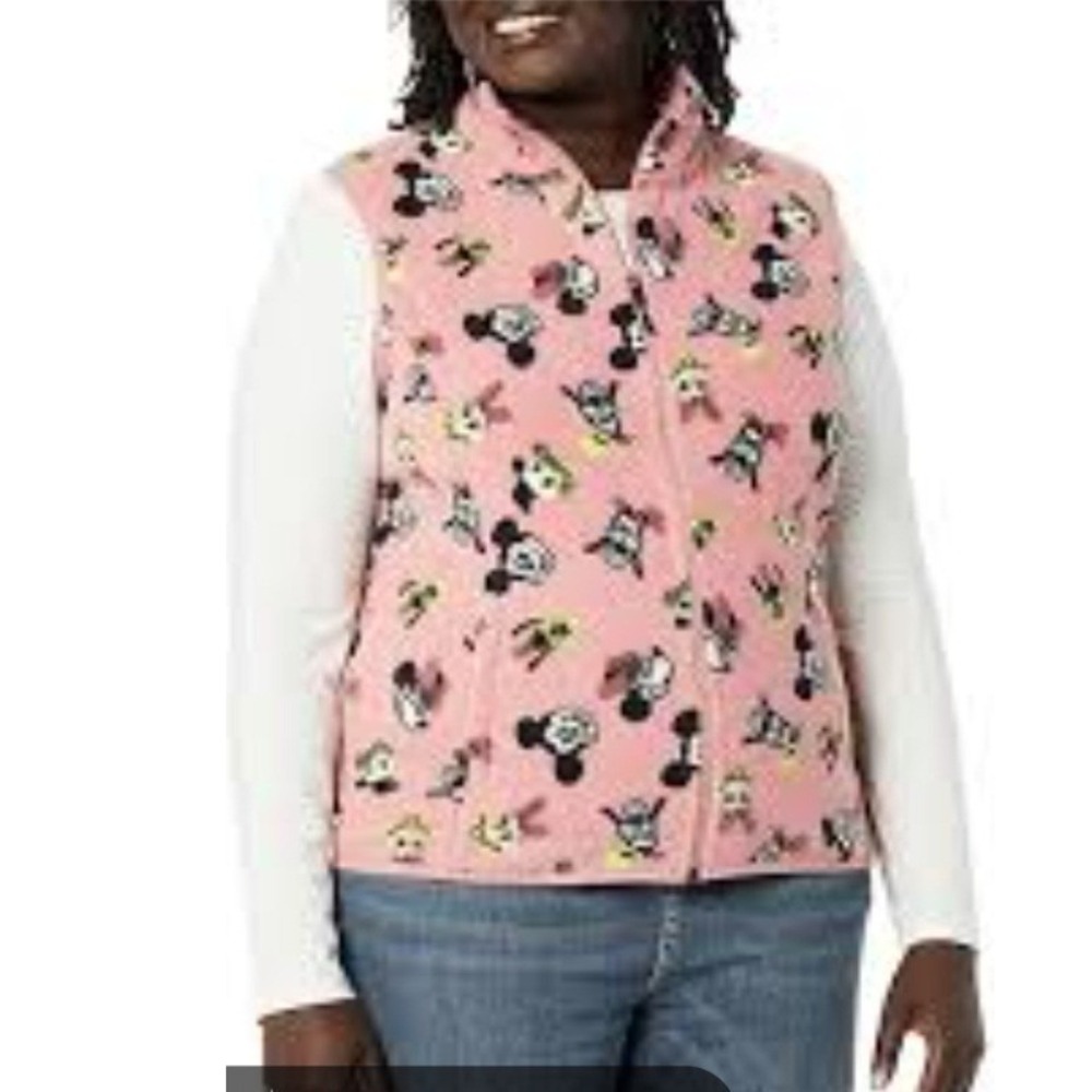 Disney Amazon Essentials Pink Mickey Mouse Fleece Vest Women's Large NWT